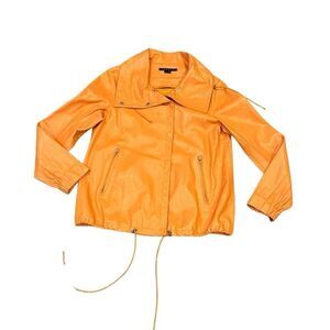 Theory orange leather jacket size small